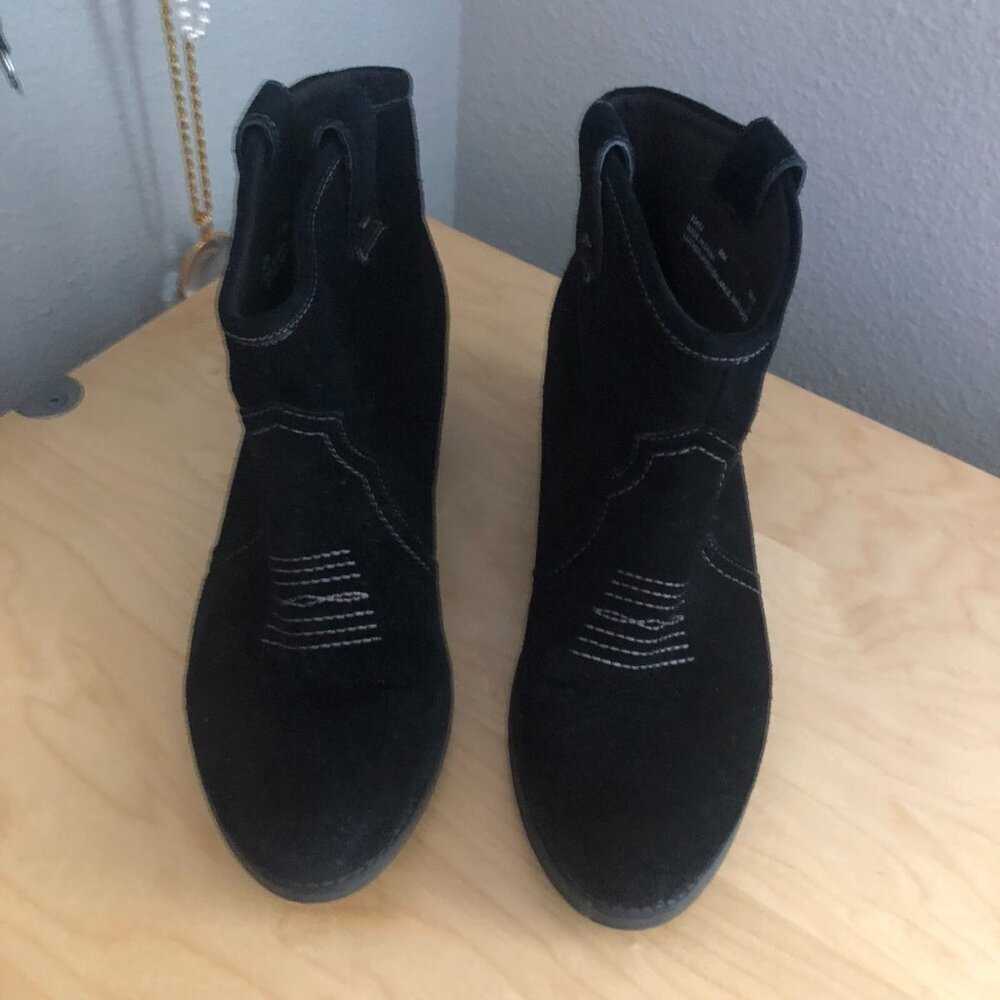 Clarks Artisan Zania Ankle Boots Womens US 8.5 Black Suede Western Cowboy - Picture 5 of 13